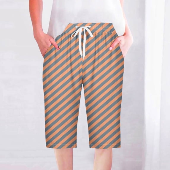 Wide Leg Pants Woman Cotton Linen Fashion Women Short Printed Tight High Waist Pocket Elasticity Sports Half Shorts Pants Features Ankle Capris Trousers Elastic Waist on Clearance