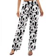 thumbnail image 1 of Wide Leg Pants Woman, Cute Panda Face High Waist Knot Palazzo Pants for Women, Elastic Sweatpants Yoga Lounge Pants Trousers with Pockets Fall Pants for Women 2024, 1 of 6