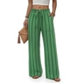 thumbnail image 1 of Wide Leg Pants Woman Flowy Palazzo Drawstring Elastic Waist Trousers with Pockets Casual Lounge Green L, 1 of 4