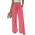 thumbnail image 1 of Wide Leg Pants Woman Flowy Palazzo Drawstring Elastic Waist Trousers with Pockets Casual Lounge Pink 2XL, 1 of 4