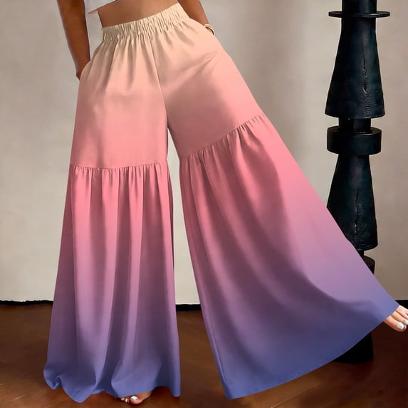 Wide Leg Pants Woman Flowy Palazzo Elastic Waist Trousers with Pockets Casual LoungeWide Leg Pants Woman Flowy Palazzo Drawstring Elastic Waist Trousers with Pockets Casual Lounge