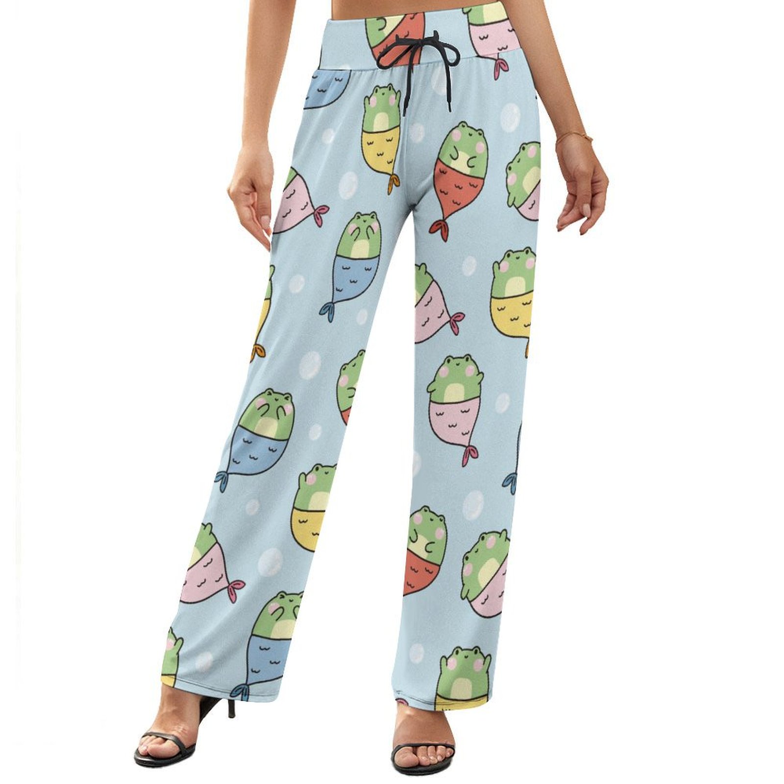 Women's Vintage Mermaid Art Print Casual Wide Leg Pants main image 0