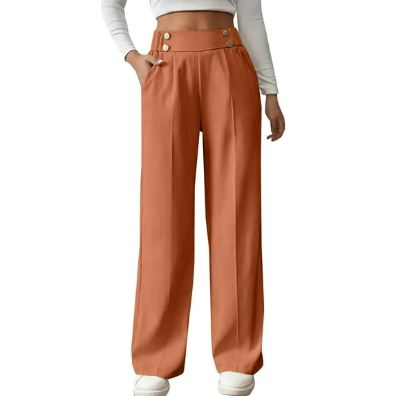 Wide Leg Pants Woman High Waist Elastic Waist Draped Floor Length Loose Straight Leg Solid Casual Pants Flowy Pants