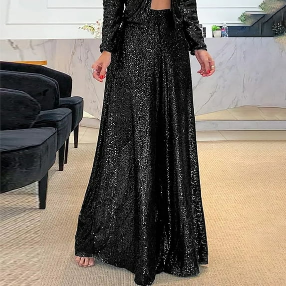 Wide Leg Pants Woman High Waist Solid Color Sequin Zipper Loose Pants Comfortable Vacation Loose Fit Travel Hiking Fall Pants with Pockets