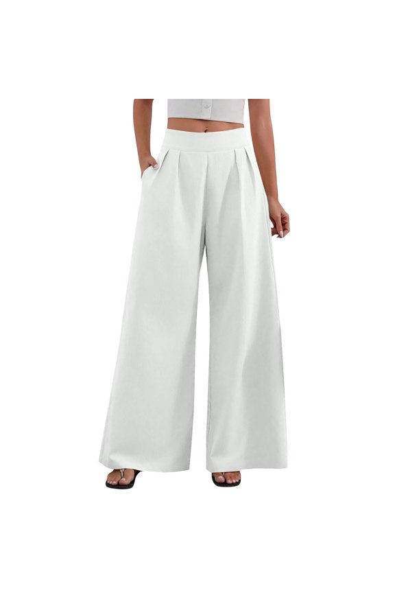 Wide Leg Pants Woman High Waist Tailored Wide Leg Casual Business Suit Trousers Flowy Pants