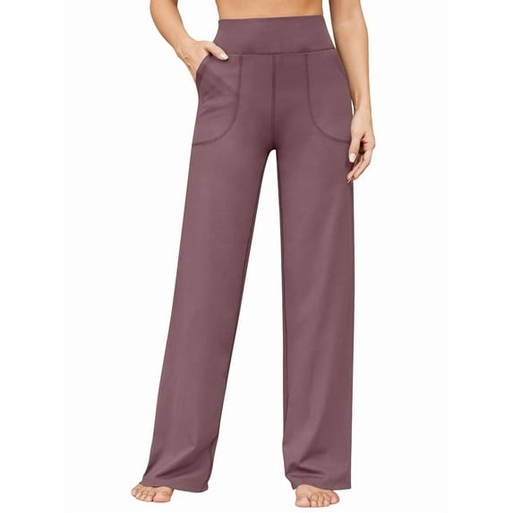 Wide Leg Pants Woman High Waist Yoga Pants with Pockets Loose Stretch Work Sweatpants Casual Lounge Blush Color XL