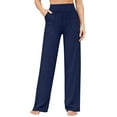 thumbnail image 1 of Wide Leg Pants Woman High Waist Yoga Pants with Pockets Loose Stretch Work Sweatpants Casual Lounge Navy Blue XL, 1 of 7