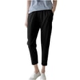 thumbnail image 1 of ZQUUVOU Wide Leg Pants Woman High Waisted Pull On Flowy Casual Baggy Drawstring Trousers Black, 1 of 6