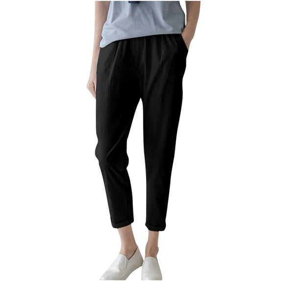 ZQUUVOU Wide Leg Pants Woman High Waisted Pull On Flowy Casual Baggy Drawstring Trousers Black