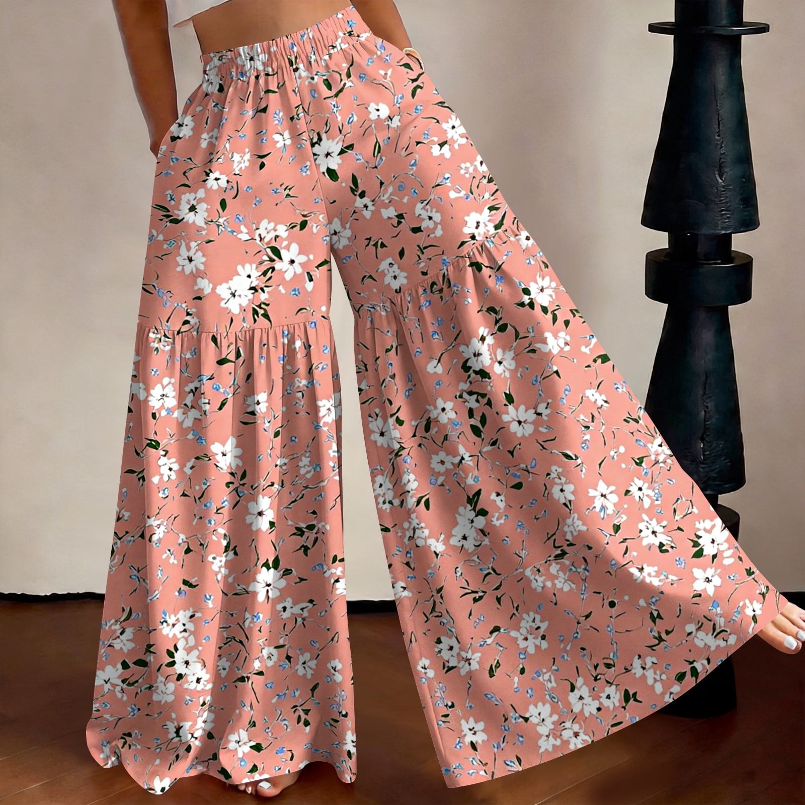 Wide Leg Pants Woman Palazzo Pants Cropped Spring Summer Vacation ...