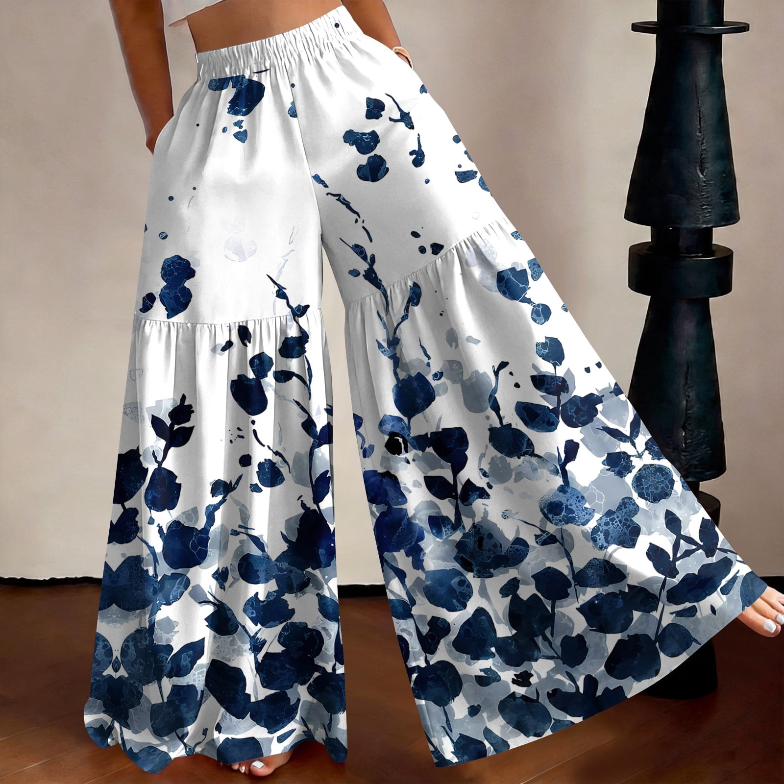 Wide Leg Pants Woman Palazzo Pants Cropped Spring Summer Vacation ...