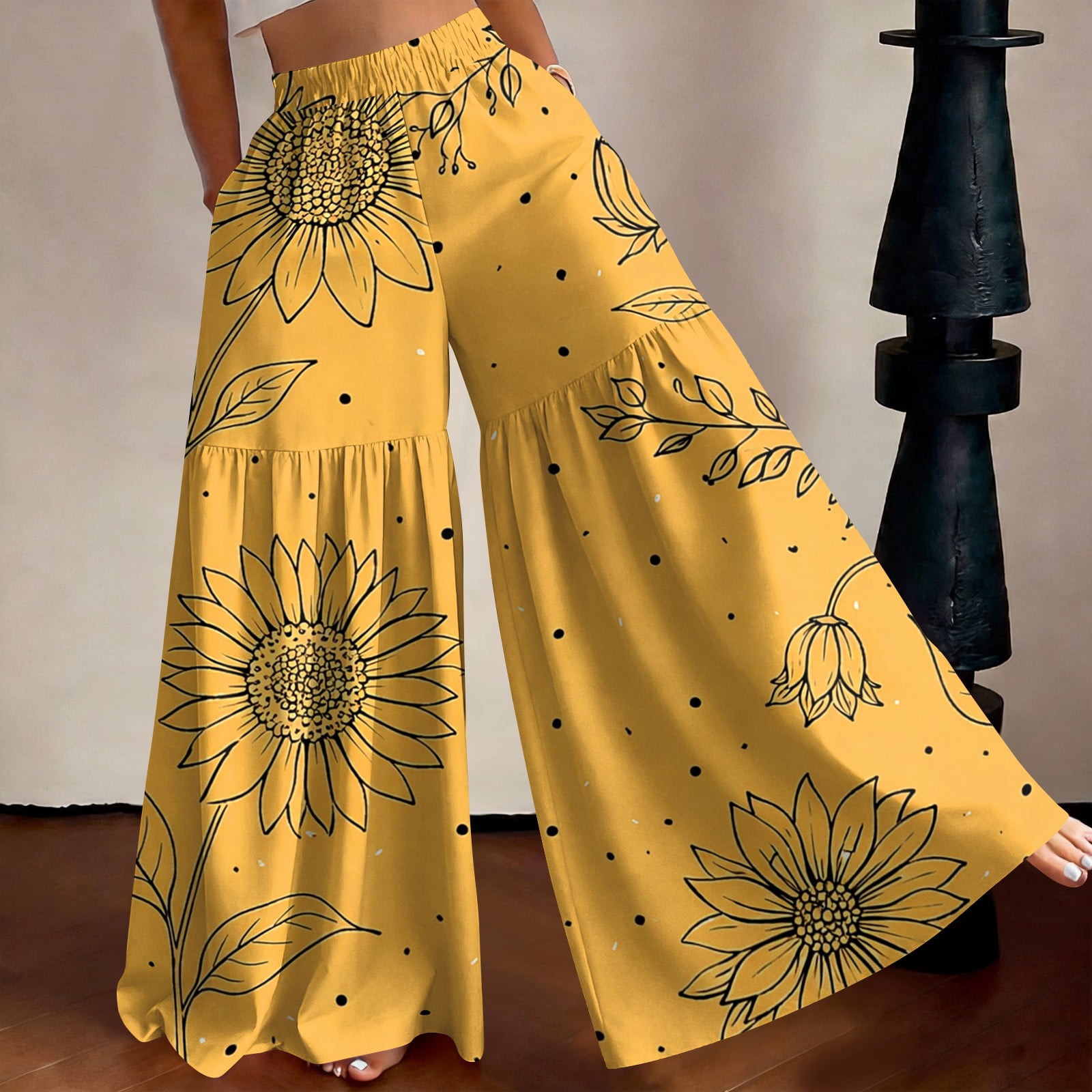 Wide Leg Pants Woman Palazzo Pants Cropped Spring Summer Vacation ...