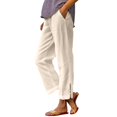 thumbnail image 1 of Wide Leg Pants Woman Plus Size Bandage Elastic Waist Comfortable Pocket Detailed Side Button Solid Pant Business Work Casual Pants Beige S-5XL, 1 of 9