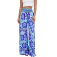 thumbnail image 1 of Wide Leg Pants Woman Summer Smocked Waist Floral Pant Wear Spring Beach Vacation Clothes for Women XL, 1 of 8