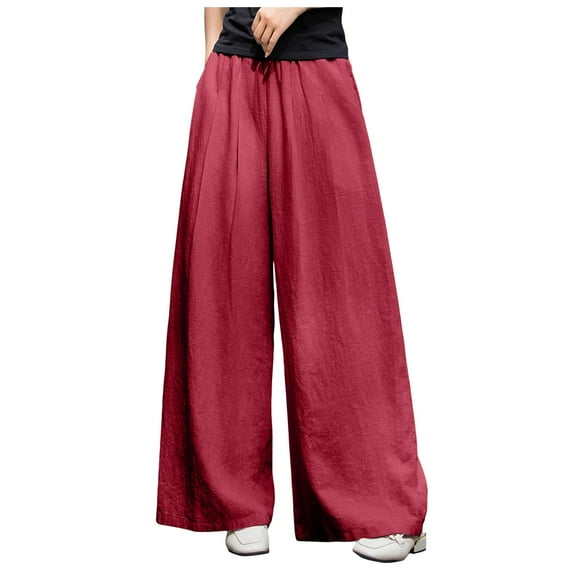 Wide Leg Pants Woman,Women's High Waisted Straight Leg Solid Color Loose Wide Leg Pants Casual Pants,Work Pants Women(Size:XL)