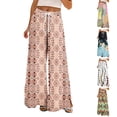 thumbnail image 1 of Wide Leg Pants for Women BWASD Casual Loose Flowy Print Sweatpants Pockets Boho Lightweight Baggy Elastic Trousers Pink S-XXXL Summer Vacation Travel Fashion 2026, 1 of 8