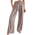 thumbnail image 1 of Wide Leg Pants for Women BWASD Casual Loose Plaid Pattern Flowy Palazzo Pants Baggy High Waist Elastic Trousers Brown S-XXL Summer Beach Vacation Travel 2026, 1 of 6