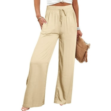 Wide Leg Pants for Women Clearance Casual Lightweight High Waist Womens Pants Summer Business Work Elastic Black Pants for Women Plus Size Prime Of Day Sales