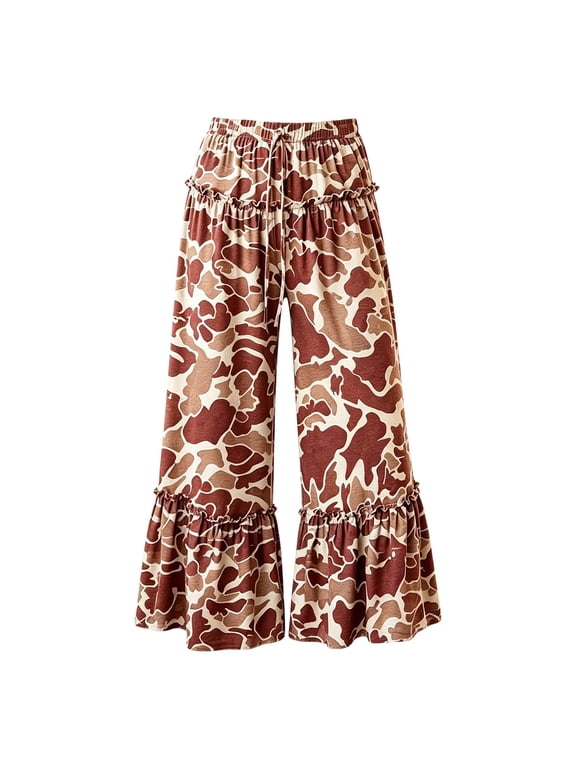 Wide Leg Pants for Women Comfy Pants Elastic Waist Pants Loose Pants Casual Pants Ankle Pants Summer Pants Elastic Waist Cropped Pants Beach Pants Flowy Pants Flowy Capri Pant