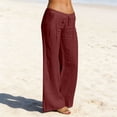 thumbnail image 1 of Wide Leg Pants for Women Cotton Linen Elastic Waist Drawstring Pleated Lounge Pants Summer Casual Solid Plus Size Loose Breathable Comfy Soft Linen Pant, 1 of 6