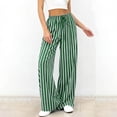 thumbnail image 1 of Wide Leg Pants For Women Daily Errands Elastic Waist Striped Comfortable Pull On Summer Flowy Leg Relaxed Lounge Effortless Style Relaxed Workday And Weekend Outfits Green S, 1 of 6