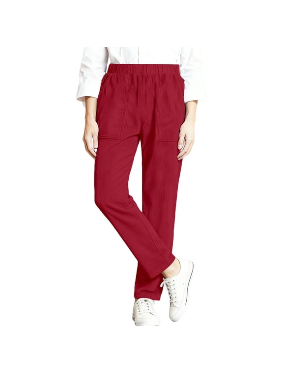 Wide Leg Pants for Women Dressy High Waisted Side Split Cropped Dress Pants with Pockets Capri Palazzo Pants Dressy Summer Tops Pant Outfits Red M