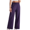 thumbnail image 1 of Wide Leg Pants for Women Elasticated Waist Loose Fit Straight Legs Pants with Pocket Training Jogging Bottoms Pull On Stretchy Athletic Sweatpants Baggy Loungewear, 1 of 7
