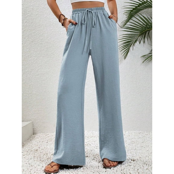 Wide Leg Pants Women Flowy High Waist Wide Leg Palazzo Pants for Women Casual Pants with Pockets Pleated Pants Summer Pants Cotton Linen Fluid