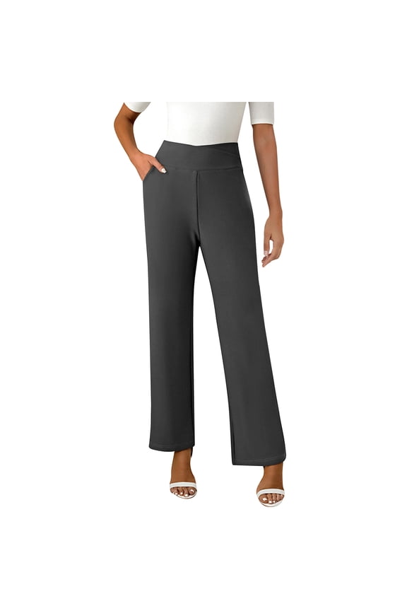 Wide Leg Pants Women High-Waisted Yoga Work Dress Pants with Pockets, Casual Pull On Sweatpants, Ultra Comfort Fabric, Petite/Regular/Tall