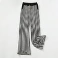 thumbnail image 1 of Wide Leg Pants for Women Plus Size Casual Wide Leg Pants With Pockets High Waisted Stretchy Wide Leg Pants Pull On Elastic Waist Lightweight Comfy Palazzo Pants Straight Leg Striped Pants Black, 1 of 8