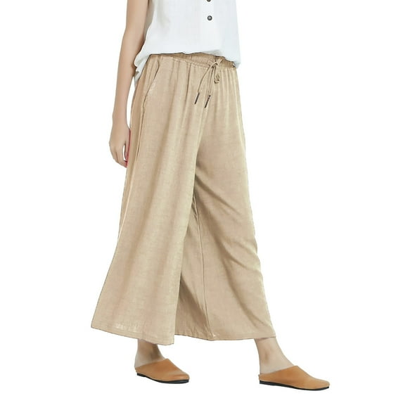 Wide Leg Pants Women Plus Size Women Plus Size Wide Leg Pants Guards Loose Straight Rope Sports Casual Pants Womens Plus Size Pants Khaki S