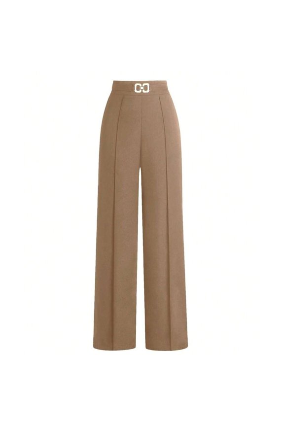Wide Leg Pants Women Straight Elastic High Waisted Work Slacks Business Casual Pleated Dress Pants Trousers Camel 2XL