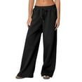 thumbnail image 1 of Wide Leg Pants Women Sweatpants High Waisted Fleece Baggy Sweatpants Full Length Lightweight Active Track Pants Black M, 1 of 7