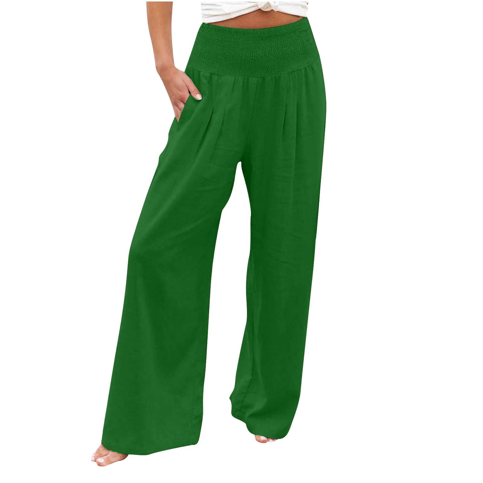 Wide Leg Pants for Women, Women'S Elastic High Waist Solid Color Casual  Loose Long Pants with Pockets Todays Daily Deals Of The Day Prime Today  Only Deals Under 20 Dollars #4 