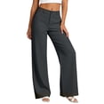 thumbnail image 1 of Wide Leg Pants Women's High Elastic Waisted in The Back Business Work Trousers Long Straight Suit Pants, Long Straight Leg High Waist Wide Trousers Casual Trousers(Grey,M), 1 of 4