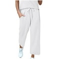 thumbnail image 1 of Wide Leg Pants for Womens High Waisted Drawstring Elastic Waist Trousers Put On Strech Sweatpants Tummy Control Athletic-Fit Sweatpant Bussiness Office Work Pants with Pockets, 1 of 7