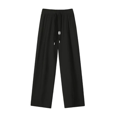 Wide Leg Pants for Men Big and Tall with Pockets Plus Size Relaxed Drawstring Elastic Waist Casual Solid Comfort Loungewear Outdoor Athletic Trousers