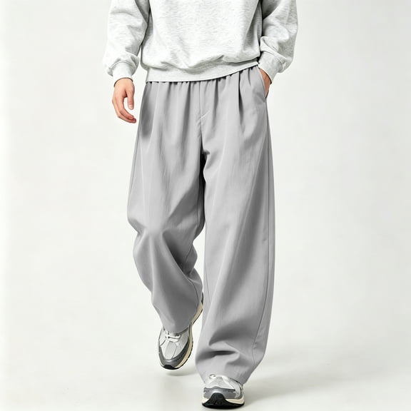 Wide Leg Pants for Men with Loose Fit Straight Trousers Casual Baggy Design Long Pants for Streetwear and Daily Outfits