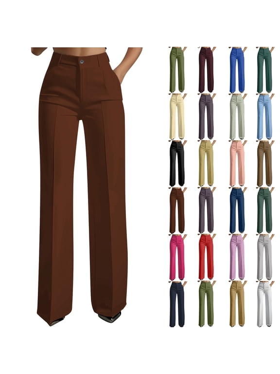 Wide Leg Pants for Woman Pull on Stretchy Work Dress Pants High Waisted Business Casual Trousers Slacks