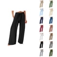 thumbnail image 1 of Wide Leg Pants for Women 2025 Lightweight Elastic Waist Drawstring Loose Fit Casual Pants with Pockets Trousers, 1 of 6