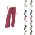 thumbnail image 1 of Wide Leg Pants for Women 2025 Lightweight Elastic Waist Drawstring Loose Fit Casual Pants with Pockets Trousers, 1 of 6
