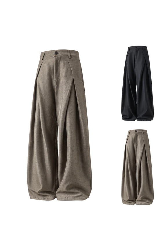 Wide Leg Pants for Women Casual Business Baggy Dress Pants Pleated Oversized Trousers by Yigetop Khaki XL