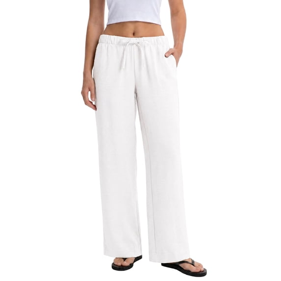 Wide Leg Pants for Women Casual Flowy Crepe Trousers Wrinkle Free Relaxed Fit Lounge Work Business with Pockets White XL