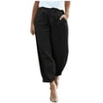 thumbnail image 1 of Wide Leg Pants for Women Casual High Waisted Cropped Pants Solid Baggy Lightweight Lounge Trousers with Pockets Black, 1 of 6