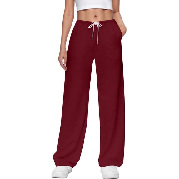 Wide Leg Pants for Women Drawstring Elastic Waist Casual Sweat Pants with Side Pockets Lounge Pants