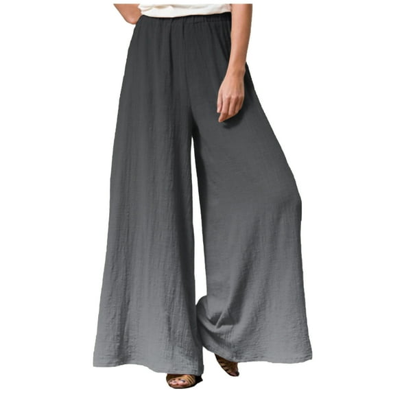 Wide Leg Pants for Women Elastic High Waist Gradient Palazzo Pants Casual Baggy Flowy Plus Size Lounge Trousers Gray