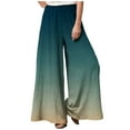 thumbnail image 1 of Wide Leg Pants for Women Elastic High Waist Gradient Palazzo Pants Casual Baggy Flowy Plus Size Lounge Trousers Green, 1 of 4