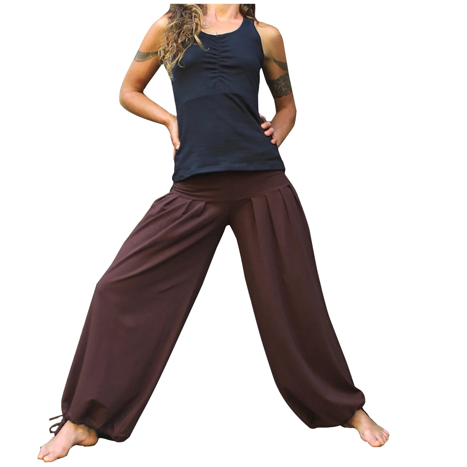 Wide Leg Pants for Women Elastic High Waist Solid Casual Loose
