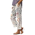 thumbnail image 1 of Wide Leg Pants for Women Floral Print Pocketed Loose Sweatpants Women Green S, 1 of 3