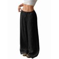 thumbnail image 1 of Wide Leg Pants for Women Flowy Palazzo Drawstring Elastic Waist Trousers Beach Vacation Clothes Black XL, 1 of 9